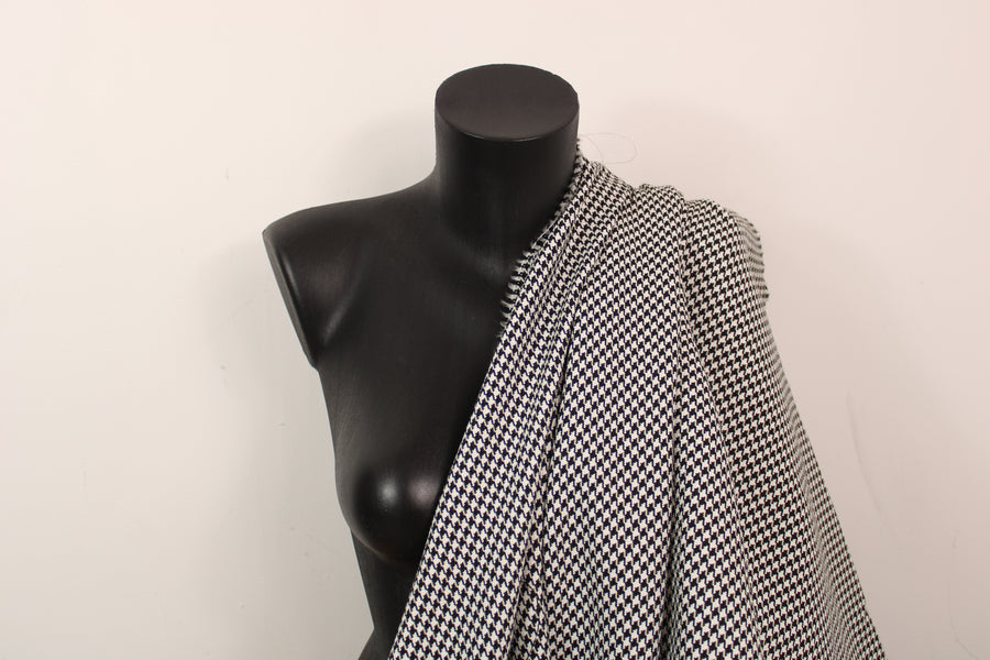 Tissu tweed - imprimé pied de poule - noir et blanc