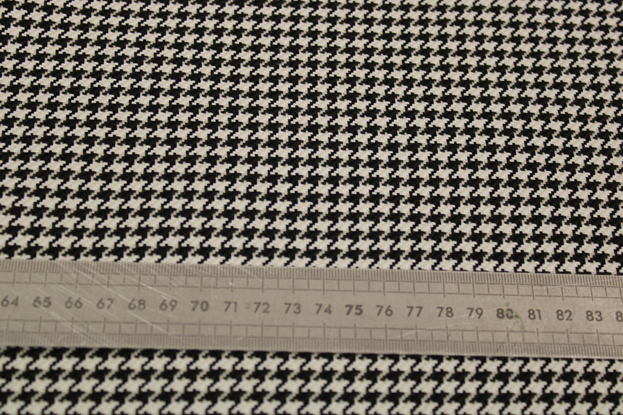 Tissu tweed - imprimé pied de poule - noir et blanc