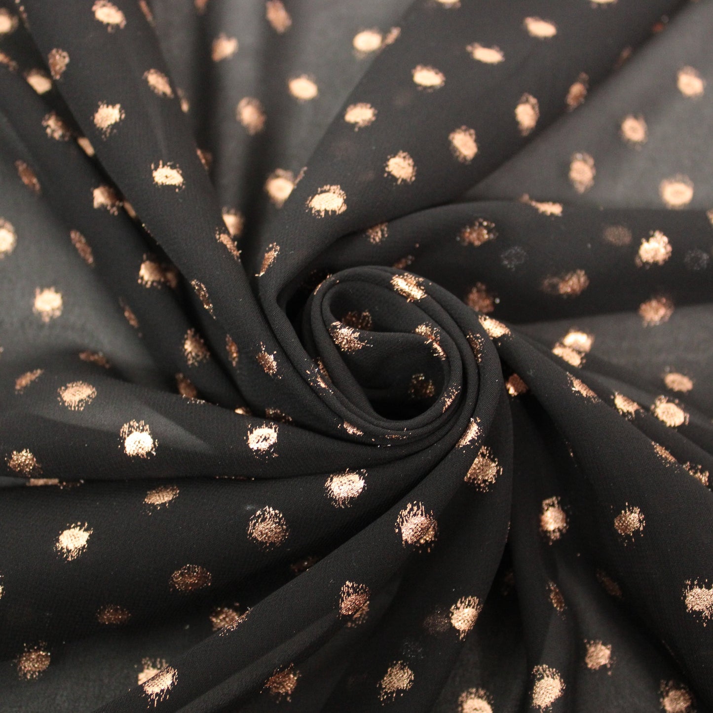 Tissu crêpe georgette  - imprimé tacheté - noir et cuivre - photo 1/6 | So Tissus