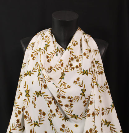 Tissu viscose - imprimé fleurs et papillons - ton blanc - photo 4/5 | So Tissus