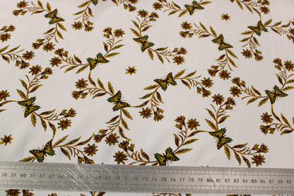 Tissu viscose - imprimé fleurs et papillons - ton blanc - photo 5/5 | So Tissus