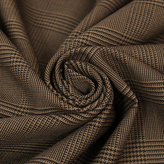 Tissu crêpe de laine - prince de galles - marron et noir - photo 1/5 | So Tissus