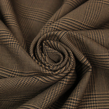 Tissu crêpe de laine - prince de galles - marron et noir