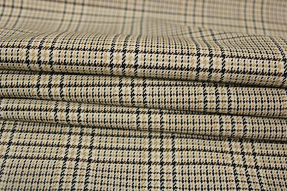 Tissu tweed de laine - imprimé à carreaux - ton beige, noir et blanc - photo 2/5 | So Tissus