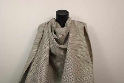 Tissu tweed de laine - imprimé à carreaux - ton beige, noir et blanc - photo 4/5 | So Tissus