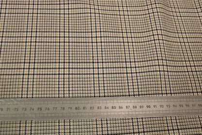 Tissu tweed de laine - imprimé à carreaux - ton beige, noir et blanc - photo 5/5 | So Tissus