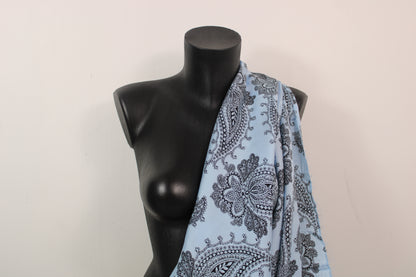 Tissu twill - imprimé cachmire - bleu ciel et noir - photo 3/5 | So Tissus