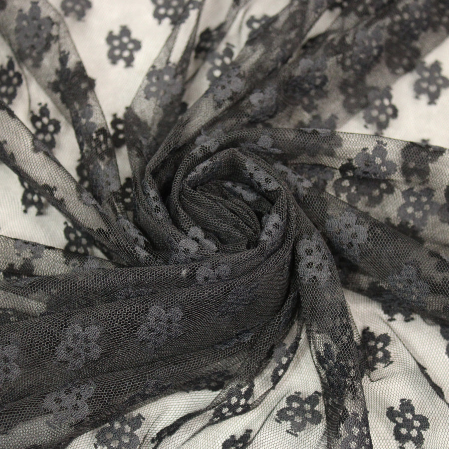 Tissu Dentelle Française Noire - Motif Floral Brodé, 3 M X 164 Cm, Transparent, Pour Robes, Mariage, DIY