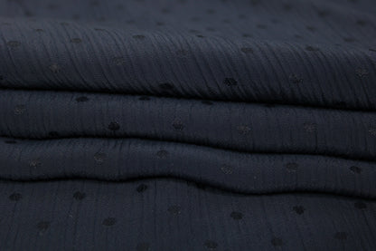 Tissu crêpon viscose - à pois - bleu marine - photo 2/5 | So Tissus
