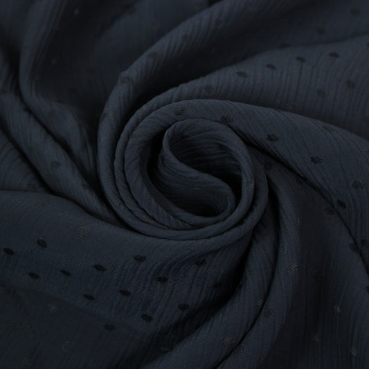 Tissu crêpon viscose - à pois - bleu marine - photo 1/5 | So Tissus