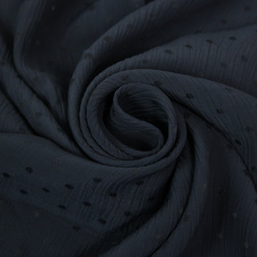 Tissu crêpon viscose - à pois - bleu marine