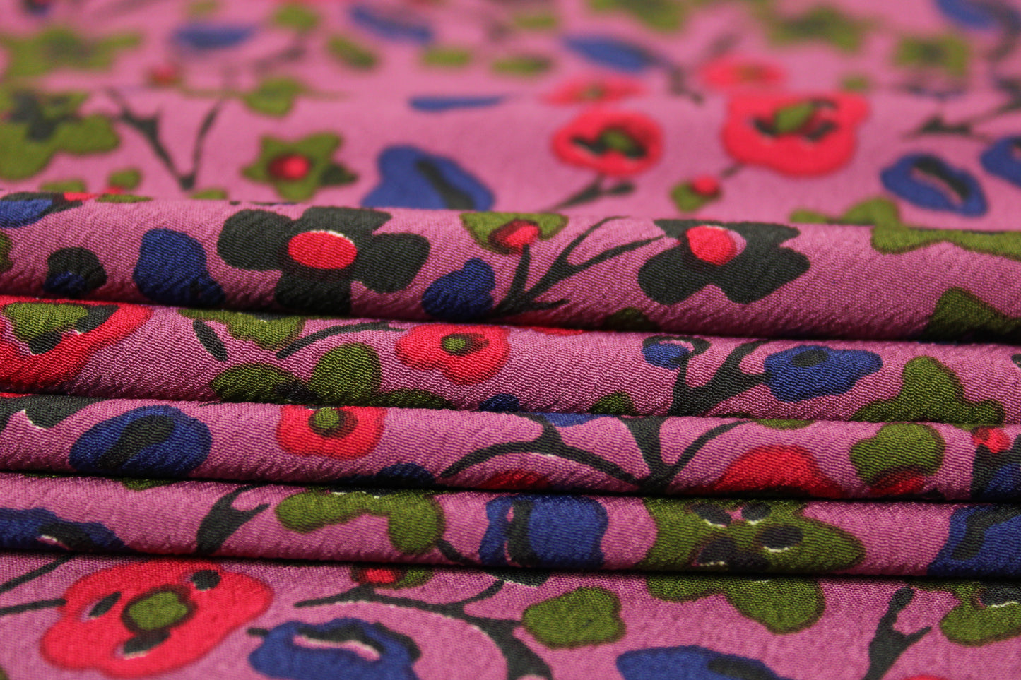 Tissu crêpe - imprimé fleuri- ton vieux rose - photo 2/5 | So Tissus