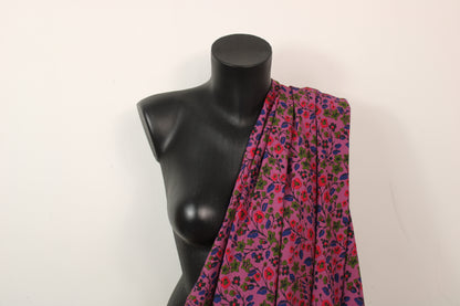 Tissu crêpe - imprimé fleuri- ton vieux rose - photo 3/5 | So Tissus