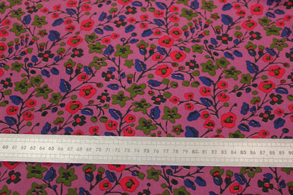Tissu crêpe - imprimé fleuri- ton vieux rose - photo 5/5 | So Tissus