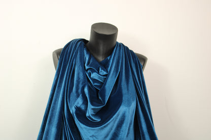 Tissu maille velours - bleu de prusse - photo 4/4 | So Tissus
