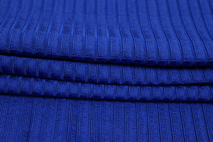 Tissu maille côtelé - bleu électrique - photo 2/4 | So Tissus