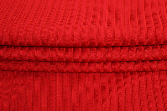 Tissu maille côtelé - rouge - photo 2/4 | So Tissus