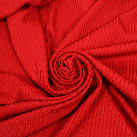 Tissu maille côtelé - rouge - photo 1/4 | So Tissus