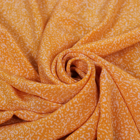 Tissu crêpe de chine 100% soie - imprimé tacheté - orange et blanc - photo 1/5 | So Tissus