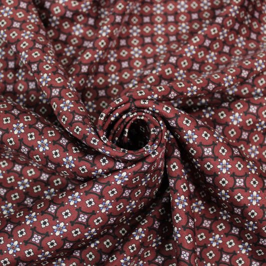 Tissu twill de soie - imprimé baroque - ton bourgogne - photo 1/5 | So Tissus
