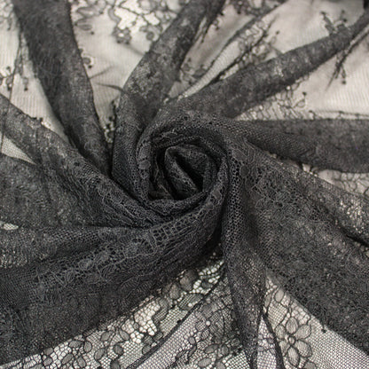 Tissu dentelle - motif fleuri - noir - photo 1/5 | So Tissus