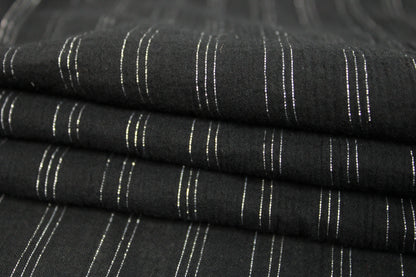 Tissu gaze de coton - à rayure - noir et argenté - photo 2/4 | So Tissus