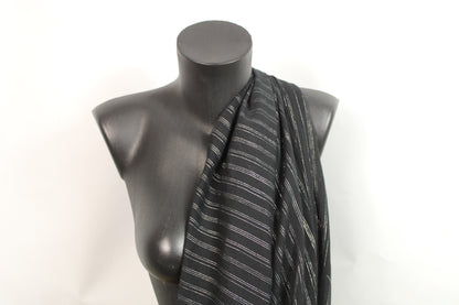 Tissu gaze de coton - à rayure - noir et argenté - photo 3/4 | So Tissus