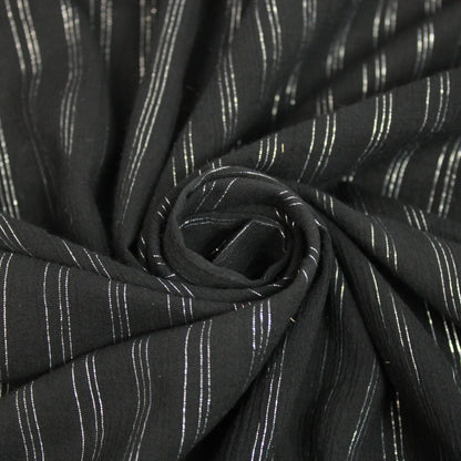 Tissu gaze de coton - à rayure - noir et argenté - photo 1/4 | So Tissus