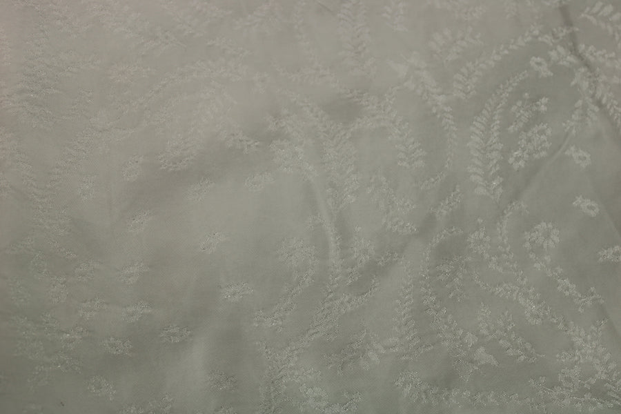 Tissu viscose - effet brodé petite fleur  - blanc