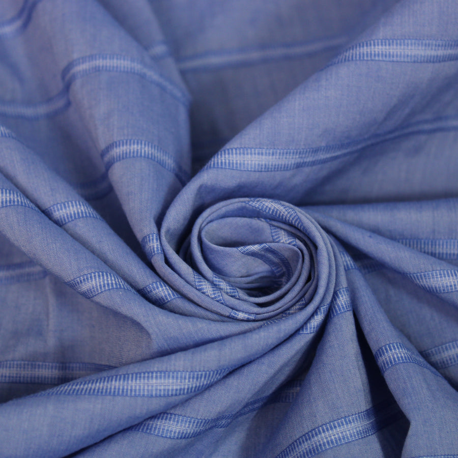 Tissu popeline coton - à rayure - bleu pastel