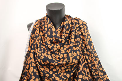 Tissu crêpe viscose - imprimé fleuri - ton orangé - photo 4/5 | So Tissus