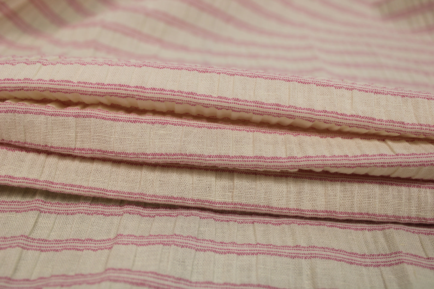 Tissu coton lin  - à rayure - rose - photo 2/5 | So Tissus