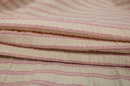 Tissu coton lin  - à rayure - rose - photo 2/5 | So Tissus