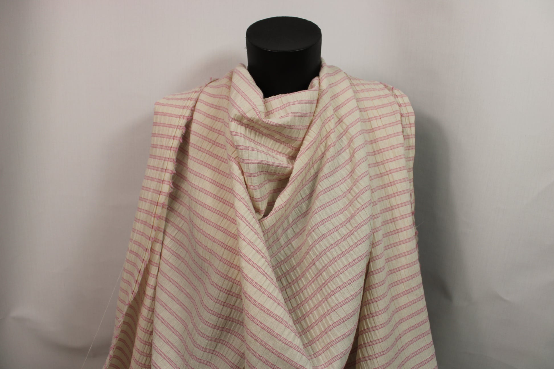 Tissu coton lin  - à rayure - rose - photo 4/5 | So Tissus