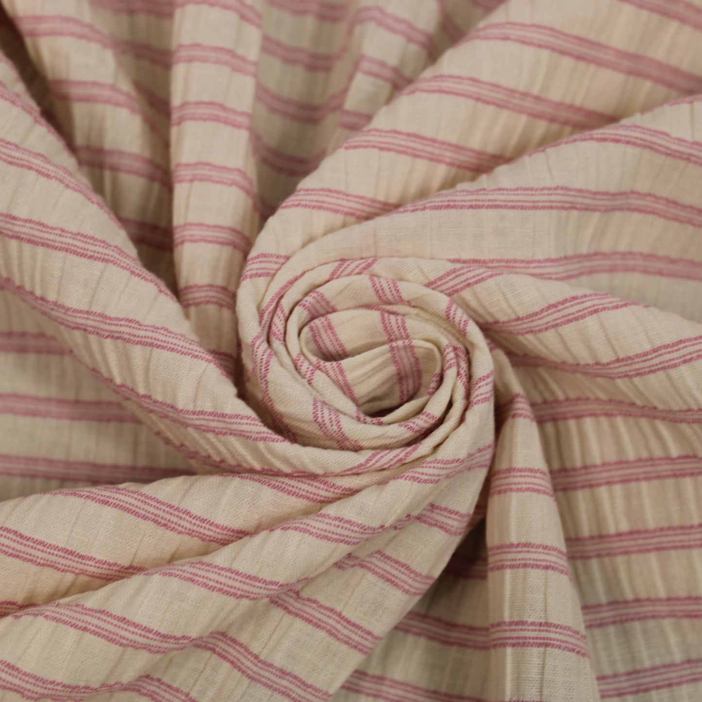 Tissu coton lin  - à rayure - rose - photo 1/5 | So Tissus