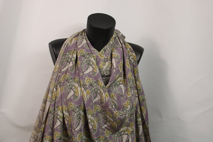 Tissu crêpe de chine 100% soie - imprimé fleuri - ton parme - photo 4/5 | So Tissus