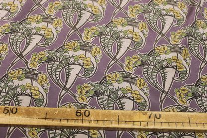 Tissu crêpe de chine 100% soie - imprimé fleuri - ton parme - photo 5/5 | So Tissus
