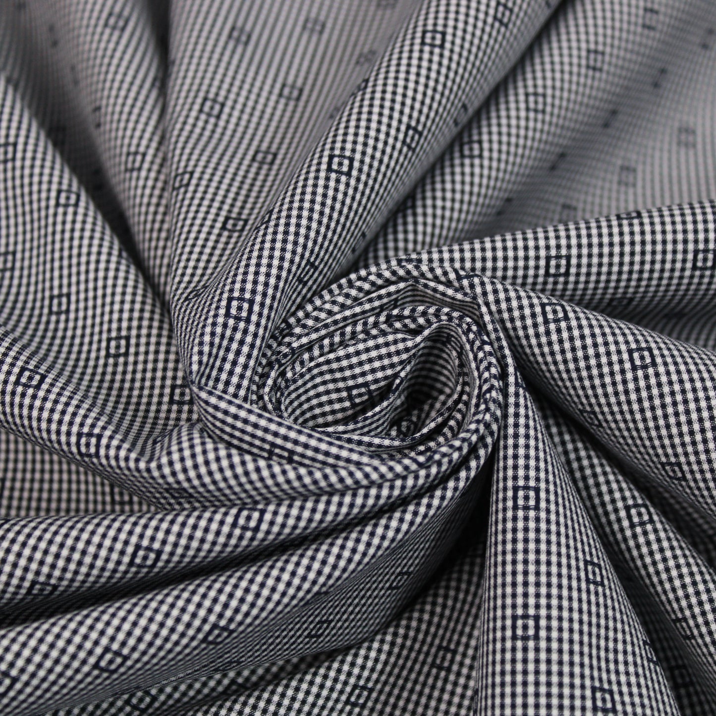 Tissu popeline de coton - à petits carreaux - bleu marine et blanc - photo 1/5 | So Tissus