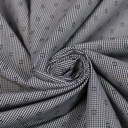 Tissu popeline de coton - à petits carreaux - bleu marine et blanc - photo 1/5 | So Tissus