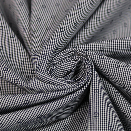 Tissu popeline de coton - à petits carreaux - bleu marine et blanc - photo 1/5 | So Tissus