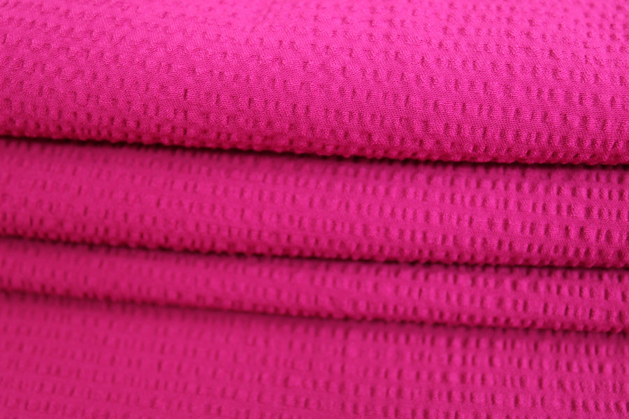 Tissu crêpe stretch gaufré - fuchsia