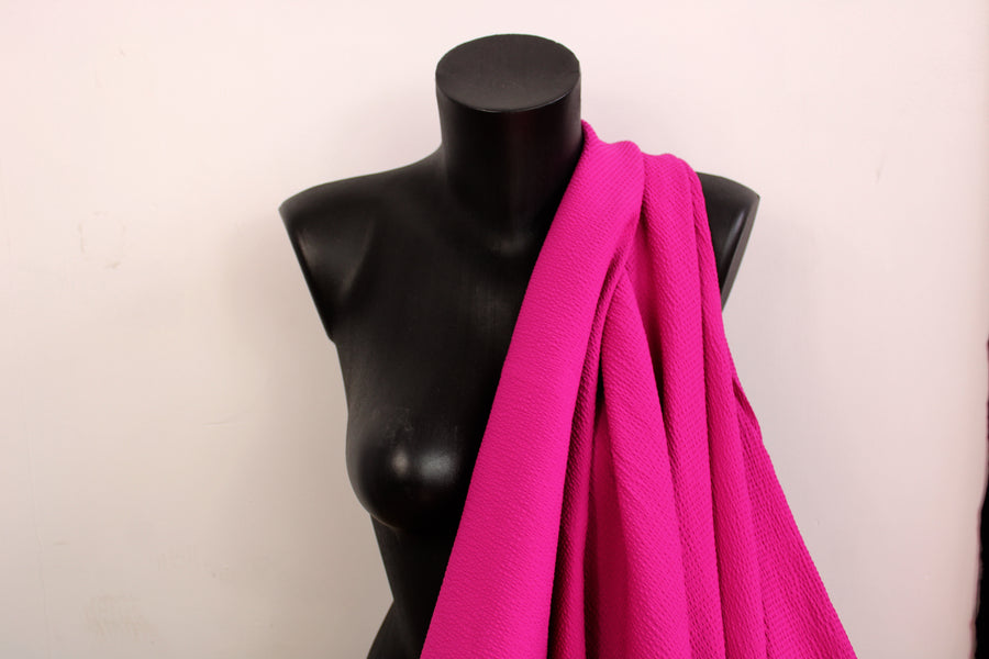 Tissu crêpe stretch gaufré - fuchsia