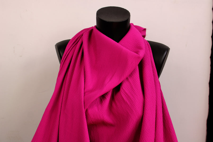 Tissu crêpe stretch gaufré - fuchsia