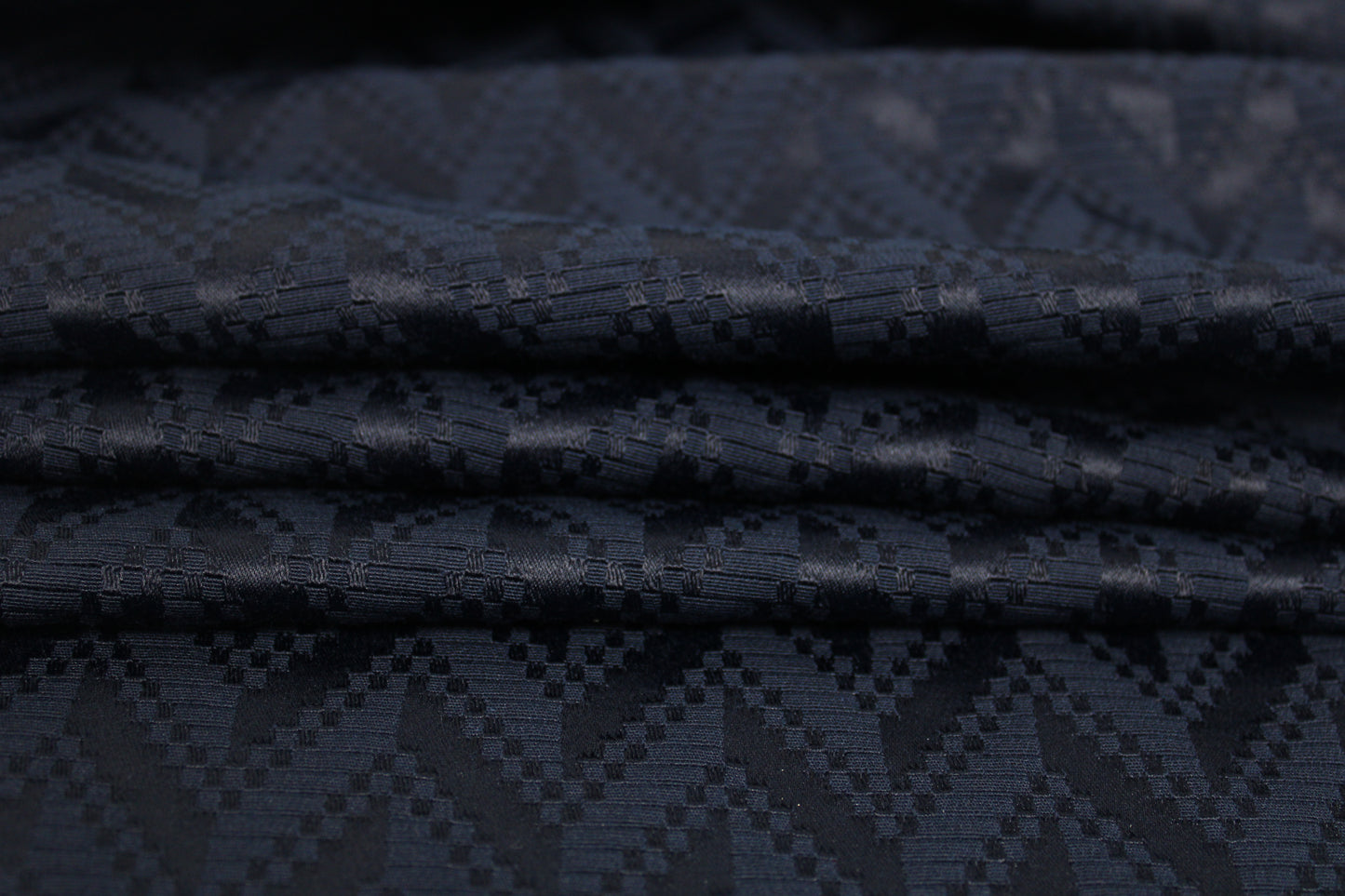Tissu brocart - motif chevron - bleu marine - photo 2/4 | So Tissus
