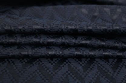 Tissu brocart - motif chevron - bleu marine - photo 2/4 | So Tissus