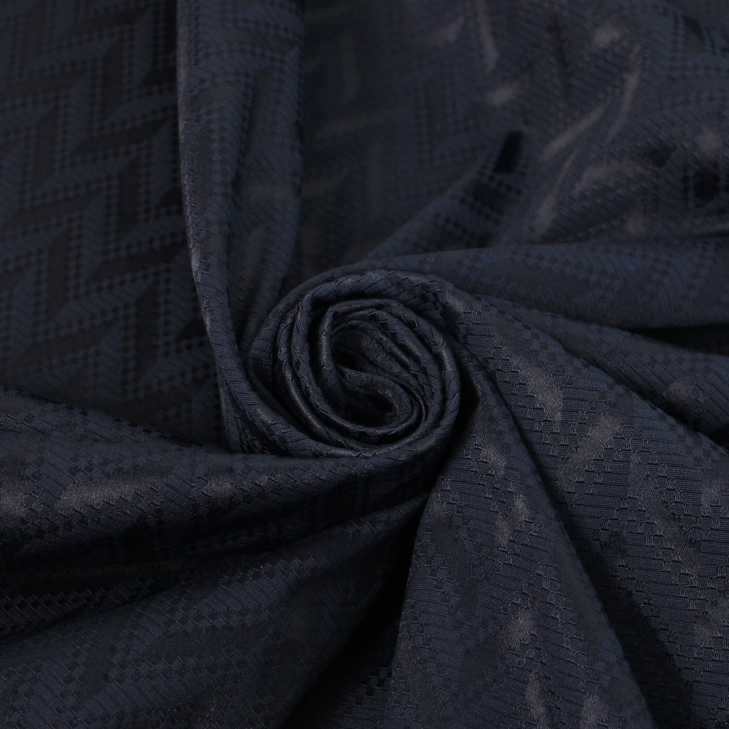 Tissu brocart - motif chevron - bleu marine - photo 1/4 | So Tissus