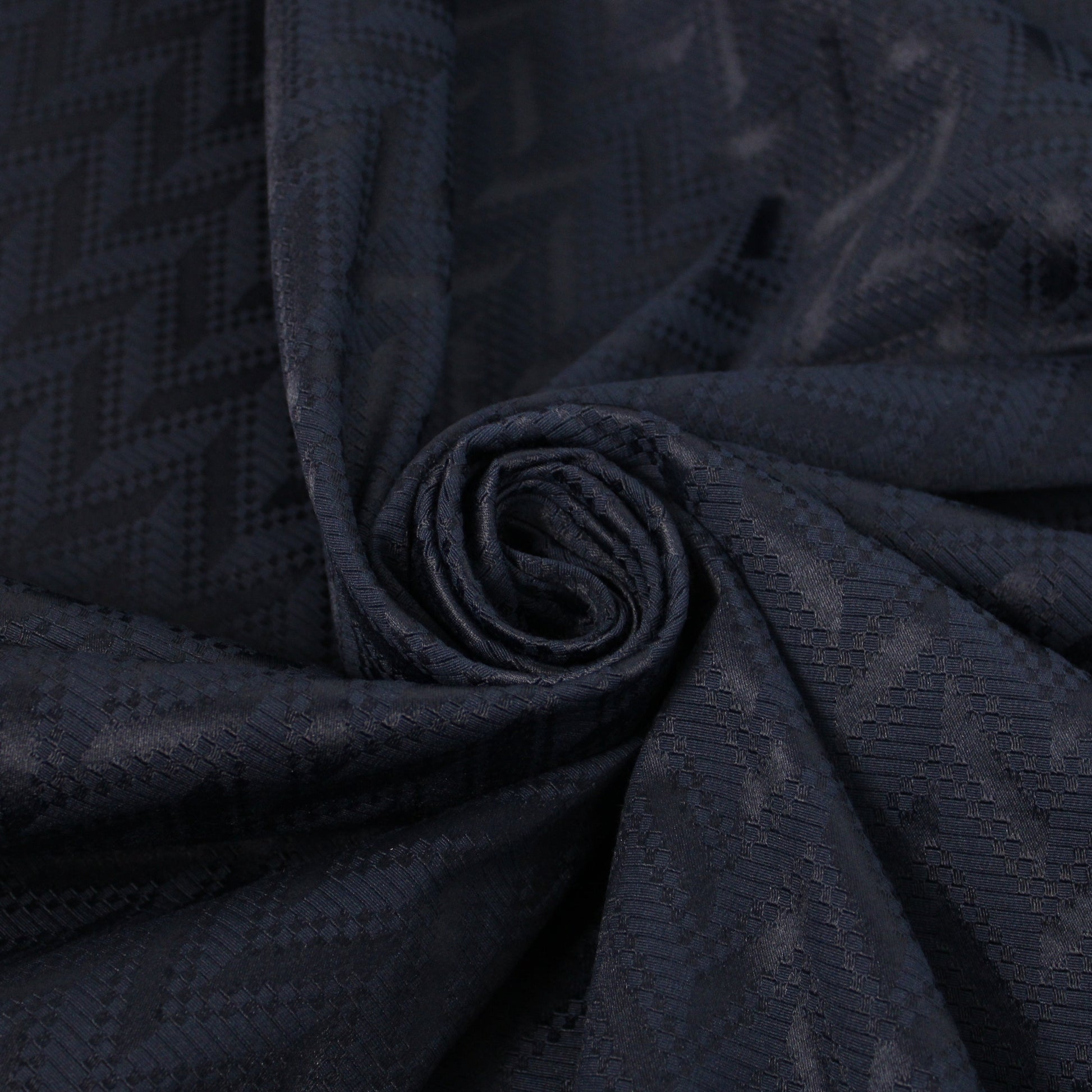Tissu brocart - motif chevron - bleu marine - photo 1/4 | So Tissus