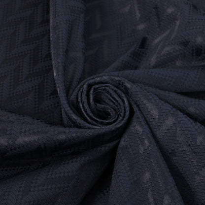 Tissu brocart - motif chevron - bleu marine - photo 1/4 | So Tissus