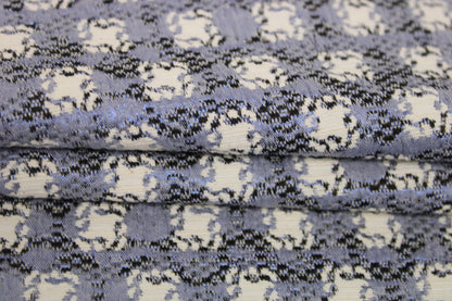 Tissu brocart double face - écru, noir et bleu - photo 4/8 | So Tissus