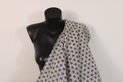 Tissu brocart double face - écru, noir et bleu - photo 5/8 | So Tissus